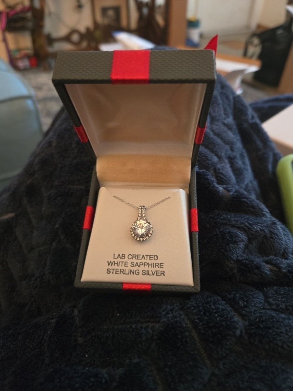 Sterling Silver Lab-Created White Sapphire Halo Pendant Necklace - White